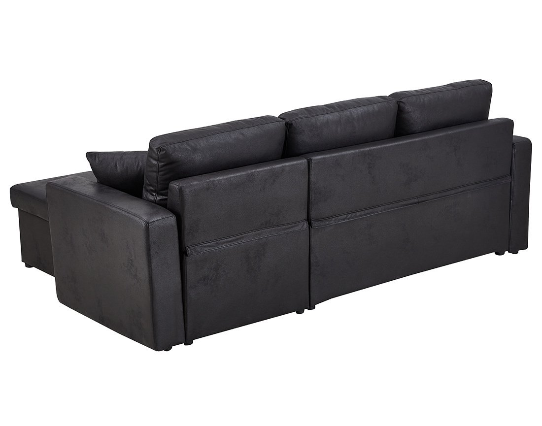 Canapé d'angle réversible 4 places convertible avec coffre en simili Cyrus