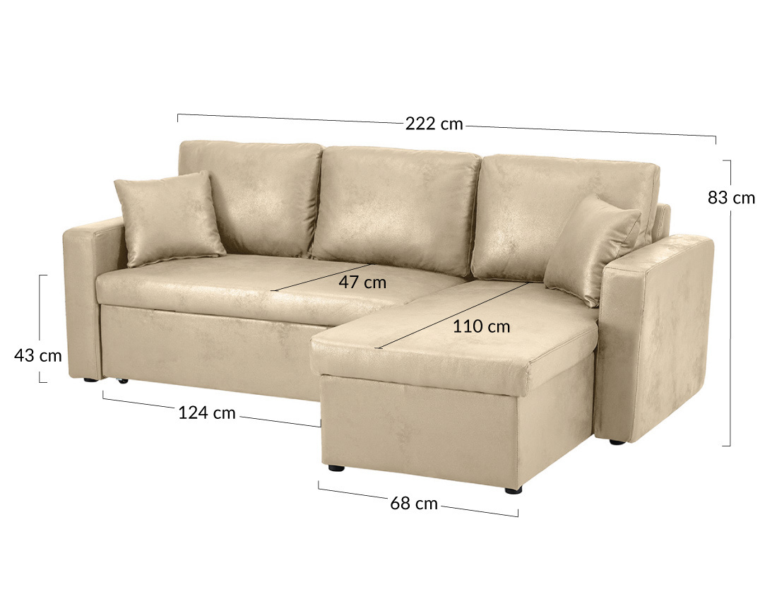 Canapé d'angle réversible 4 places convertible avec coffre en simili Cyrus