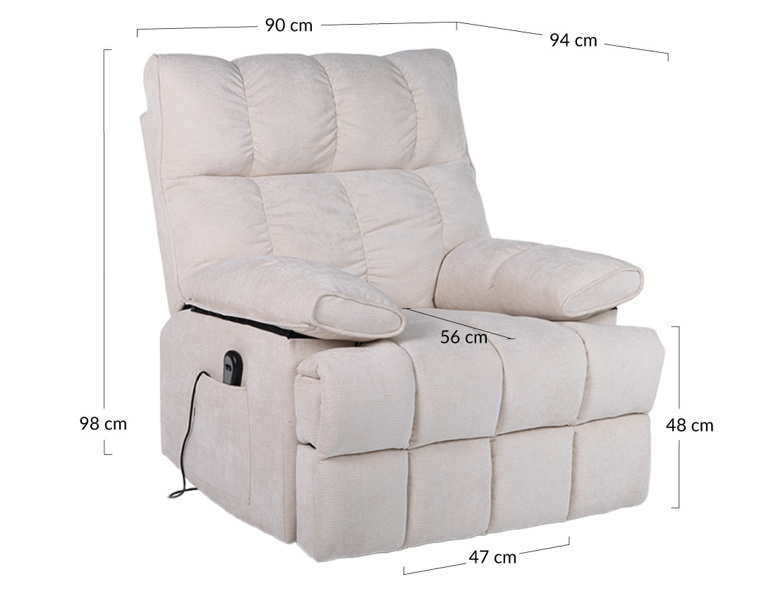 Fauteuil relax électrique en velours texturé Chandler