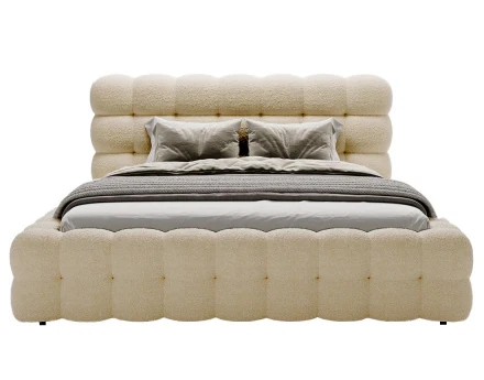 Lit coffre 160x200 cm sommier inclus en tissu bouclette Darling