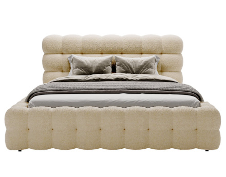 Lit coffre 180x200 cm sommier inclus en tissu bouclette Darling