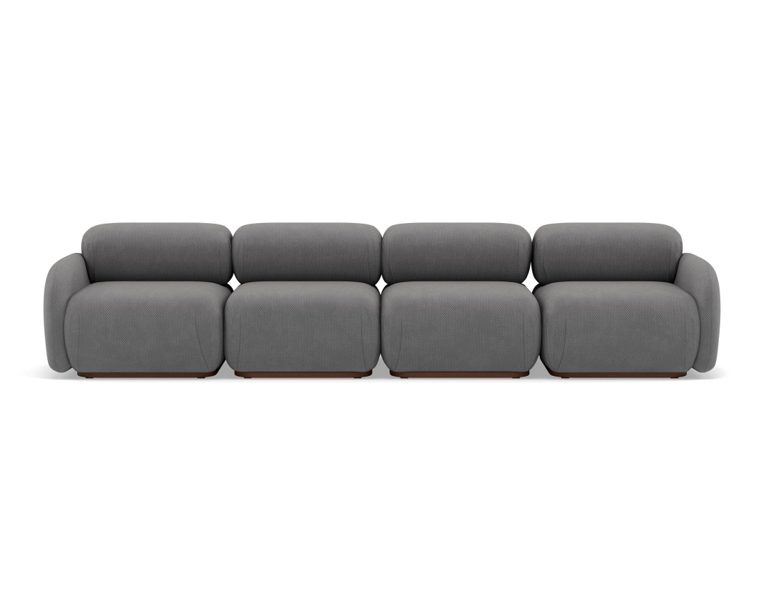 Canapé droit modulable 4 places en velours texturé Penelope Canapé droit modulable 4 places en velours texturé Penelope