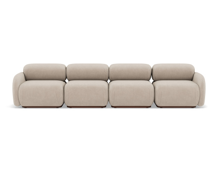 Canapé droit modulable 4 places en velours texturé Penelope