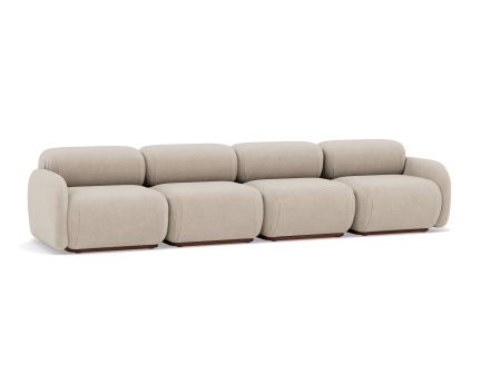 Canapé droit modulable 4 places en velours texturé Penelope