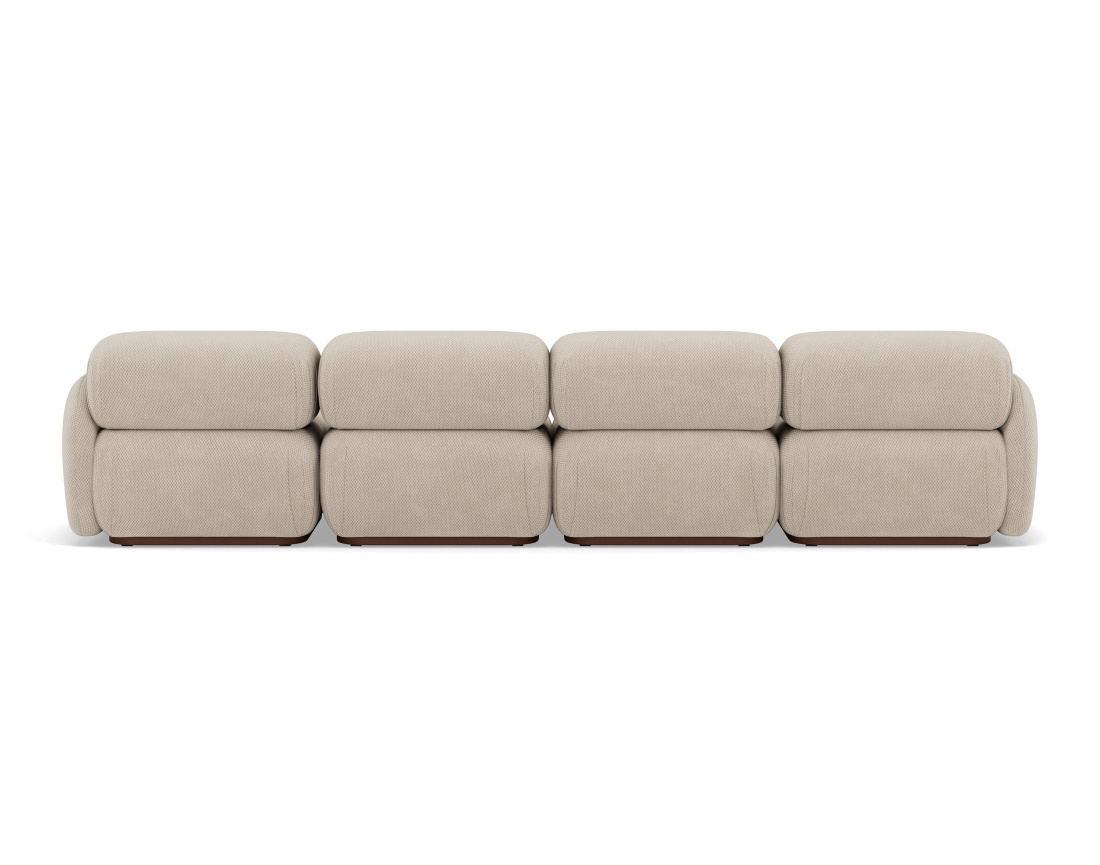 Canapé droit modulable 4 places en velours texturé Penelope
