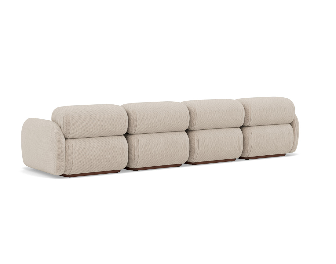 Canapé droit modulable 4 places en velours texturé Penelope