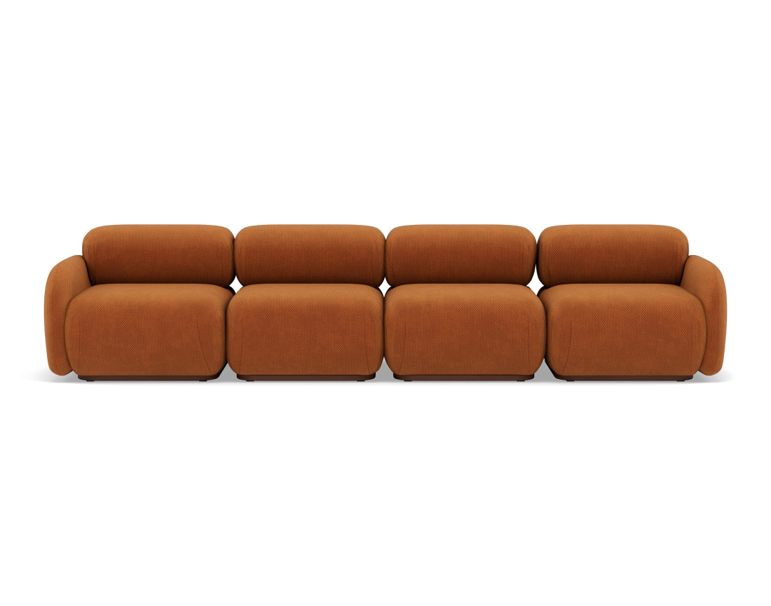 Canapé droit modulable 4 places en velours texturé Penelope