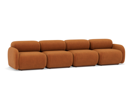 Canapé droit modulable 4 places en velours texturé Penelope
