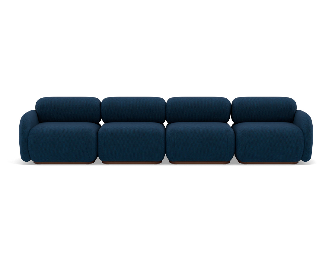 Canapé droit modulable 4 places en velours texturé Penelope