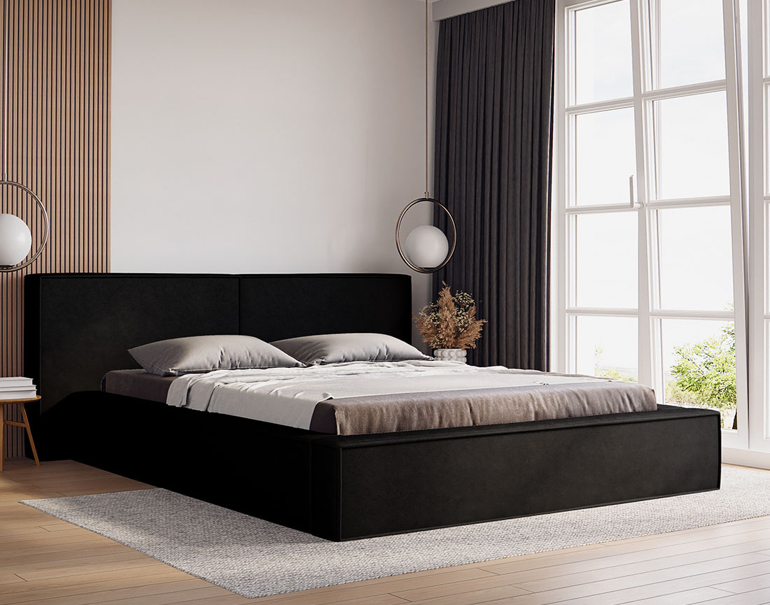 Lit coffre 140x200 cm sommier inclus en velours Eros