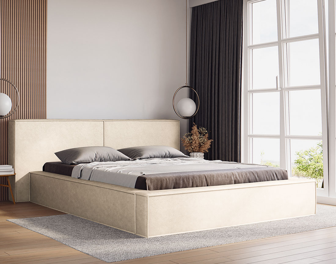 Lit coffre 140x200 cm sommier inclus en velours Eros