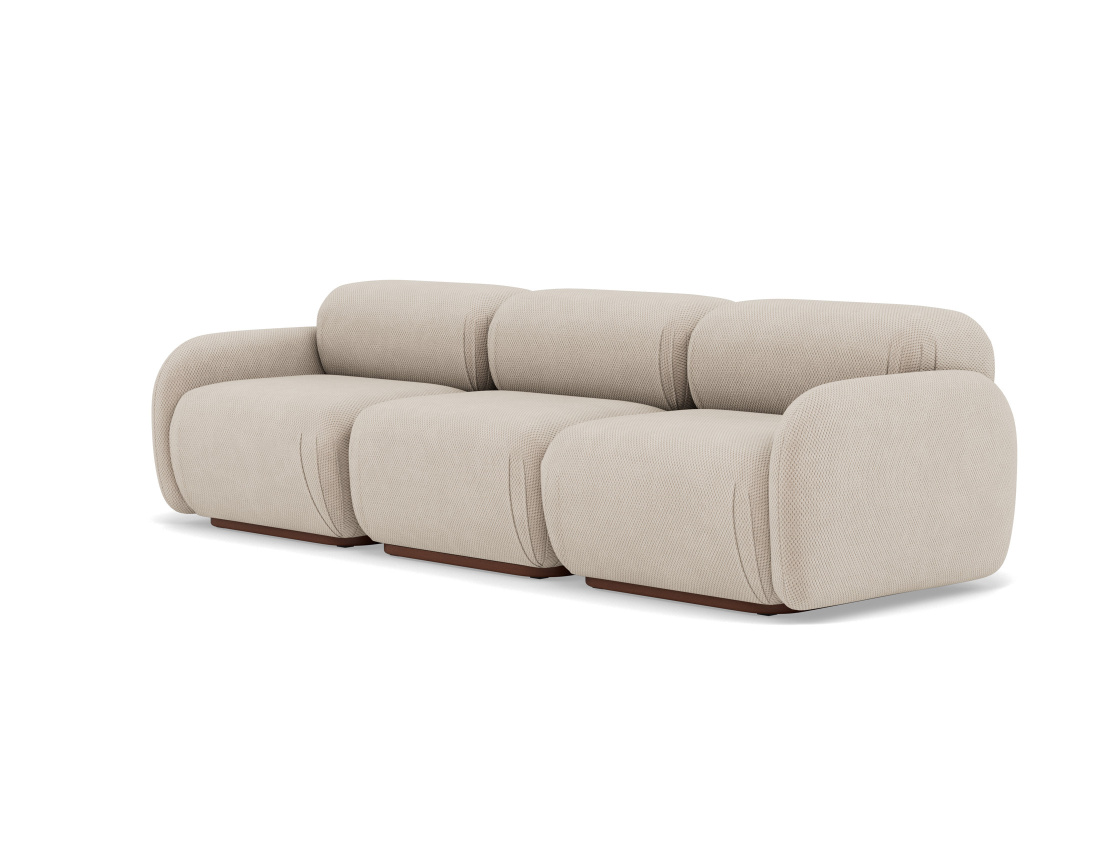 Canapé droit modulable 3 places en velours texturé Penelope