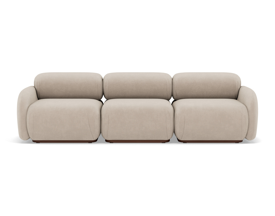 Canapé droit modulable 3 places en velours texturé Penelope