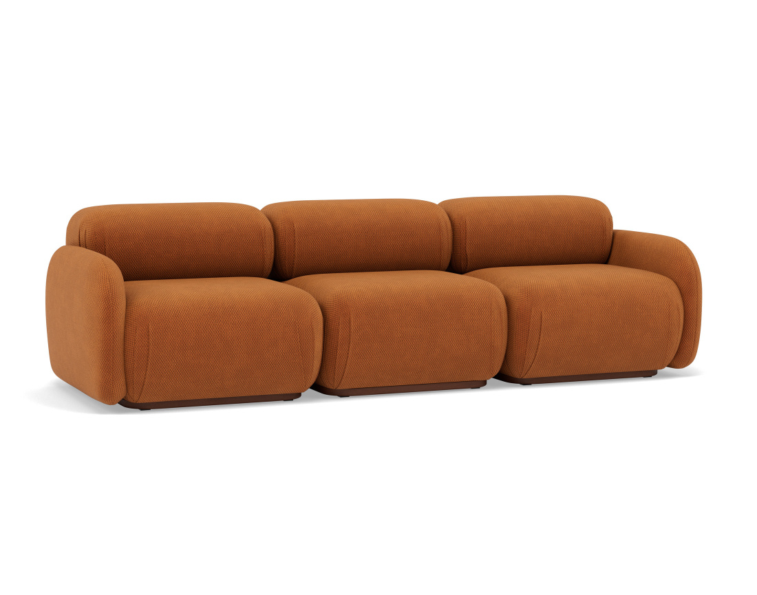 Canapé droit modulable 3 places en velours texturé Penelope