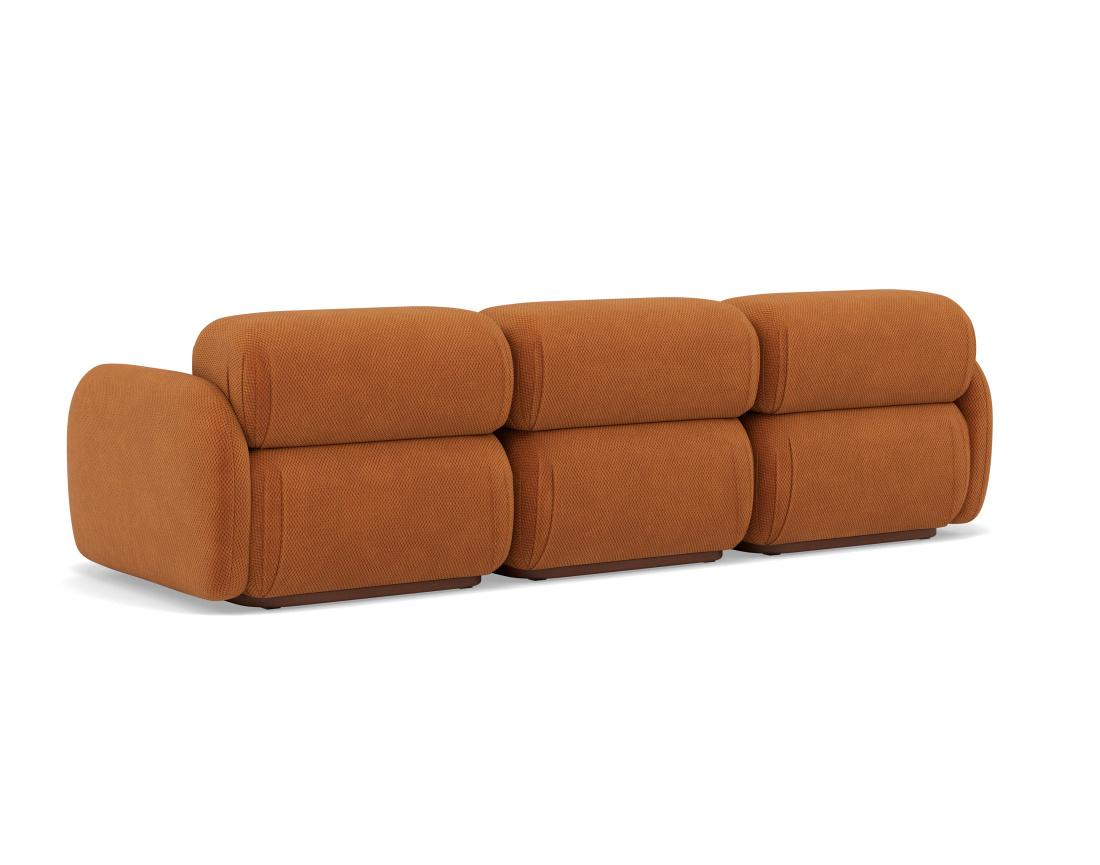 Canapé droit modulable 3 places en velours texturé Penelope