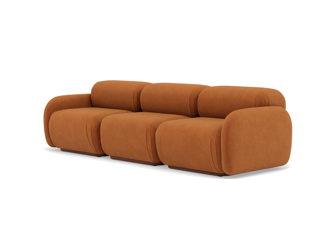 Canapé droit modulable 3 places en velours texturé Penelope