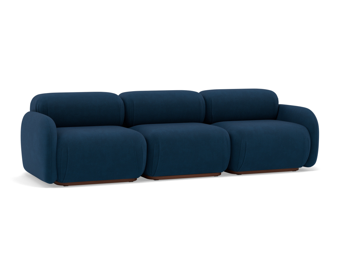 Canapé droit modulable 3 places en velours texturé Penelope