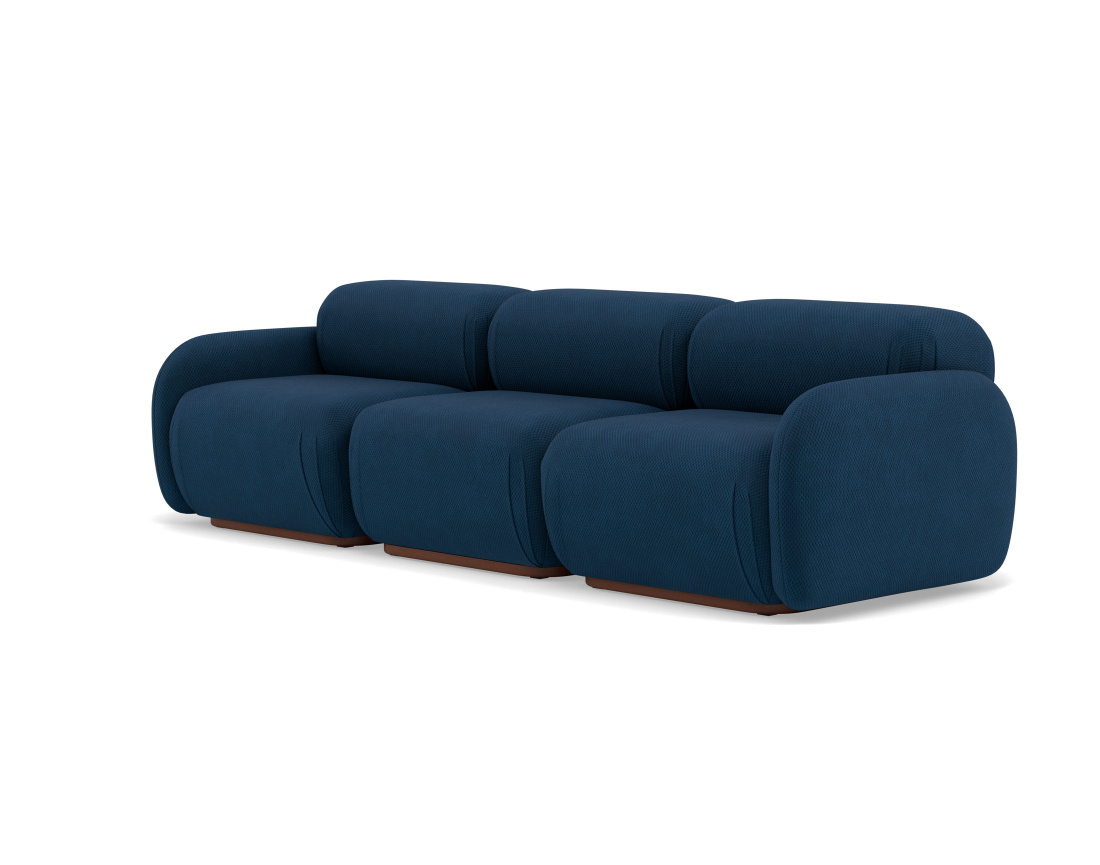 Canapé droit modulable 3 places en velours texturé Penelope