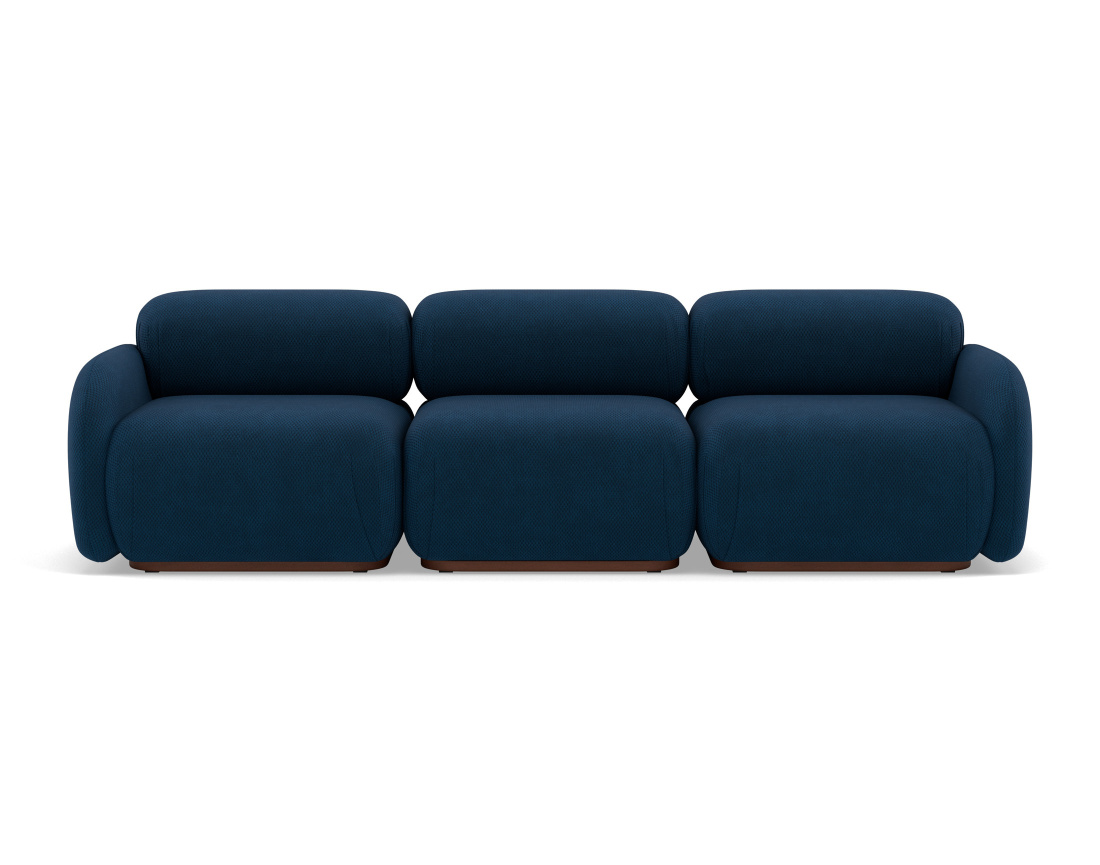 Canapé droit modulable 3 places en velours texturé Penelope