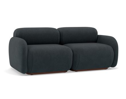 Canapé droit modulable 2 places en velours texturé Penelope