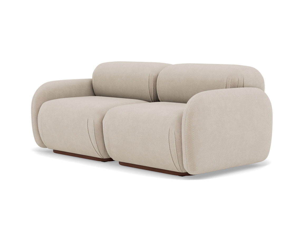 Canapé droit modulable 2 places en velours texturé Penelope Canapé droit modulable 2 places en velours texturé Penelope