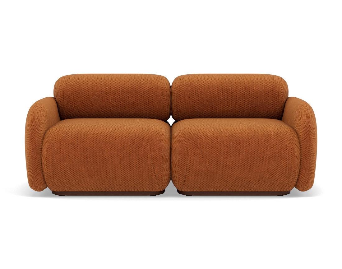 Canapé droit modulable 2 places en velours texturé Penelope