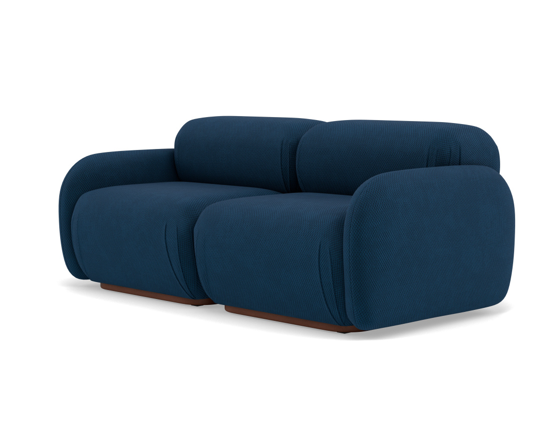 Canapé droit modulable 2 places en velours texturé Penelope