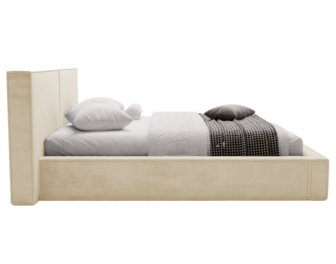 Lit coffre 140x200 cm sommier inclus en velours Eros