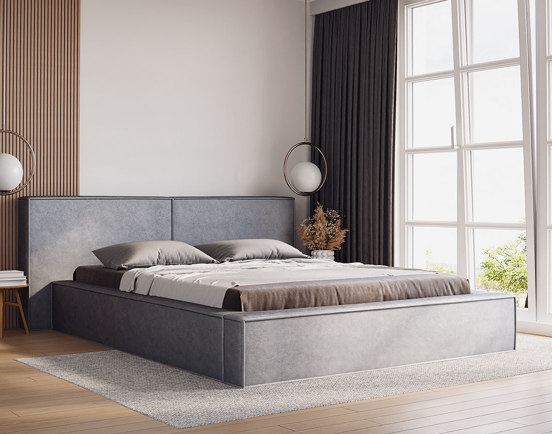 Lit coffre 180x200 cm sommier inclus en velours Eros