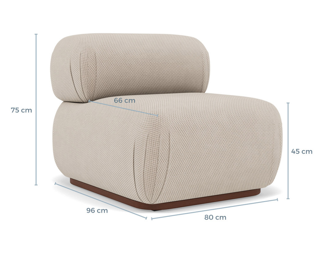 Module d'assise sans accoudoirs en velours texturé Penelope