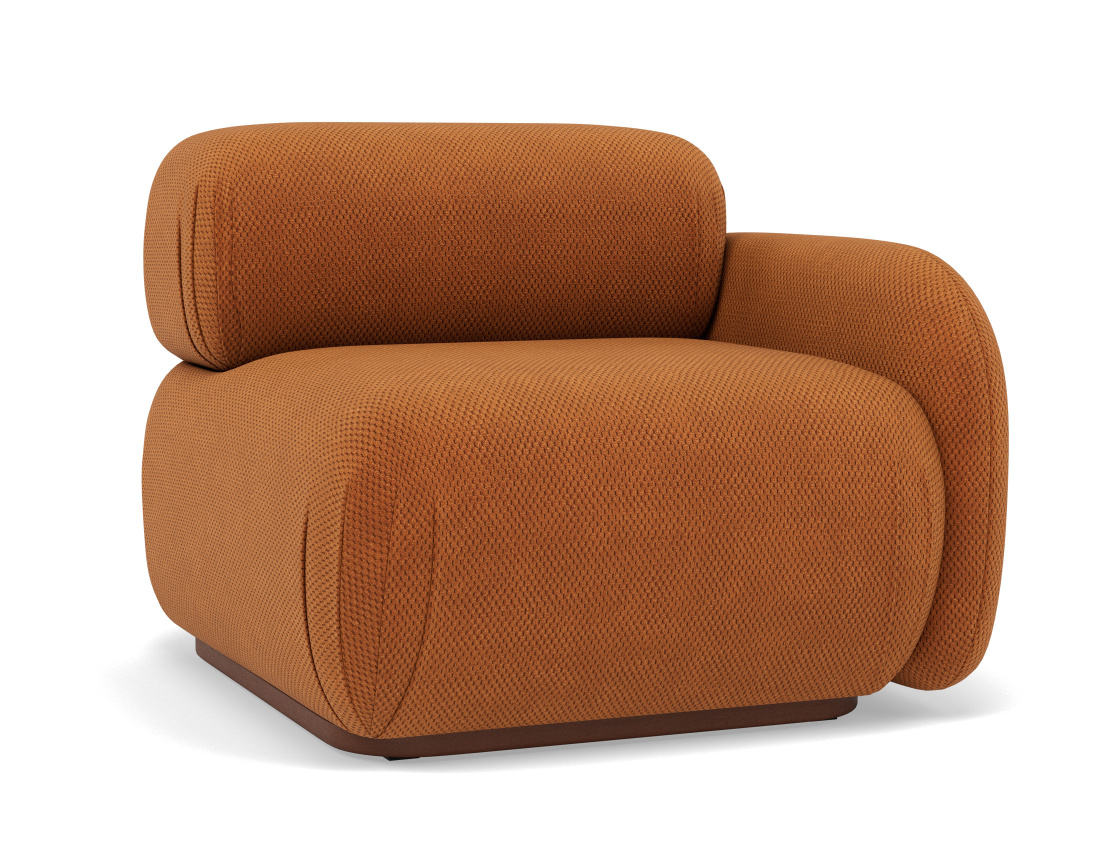 Module d'assise droit en velours texturé Penelope