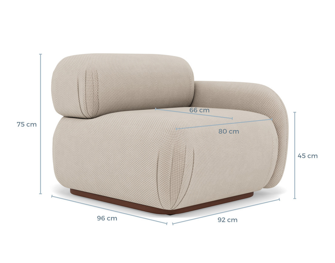 Module d'assise droit en velours texturé Penelope