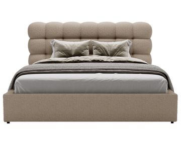 Lit coffre 160x200 cm sommier inclus en tissu bouclette Lotus