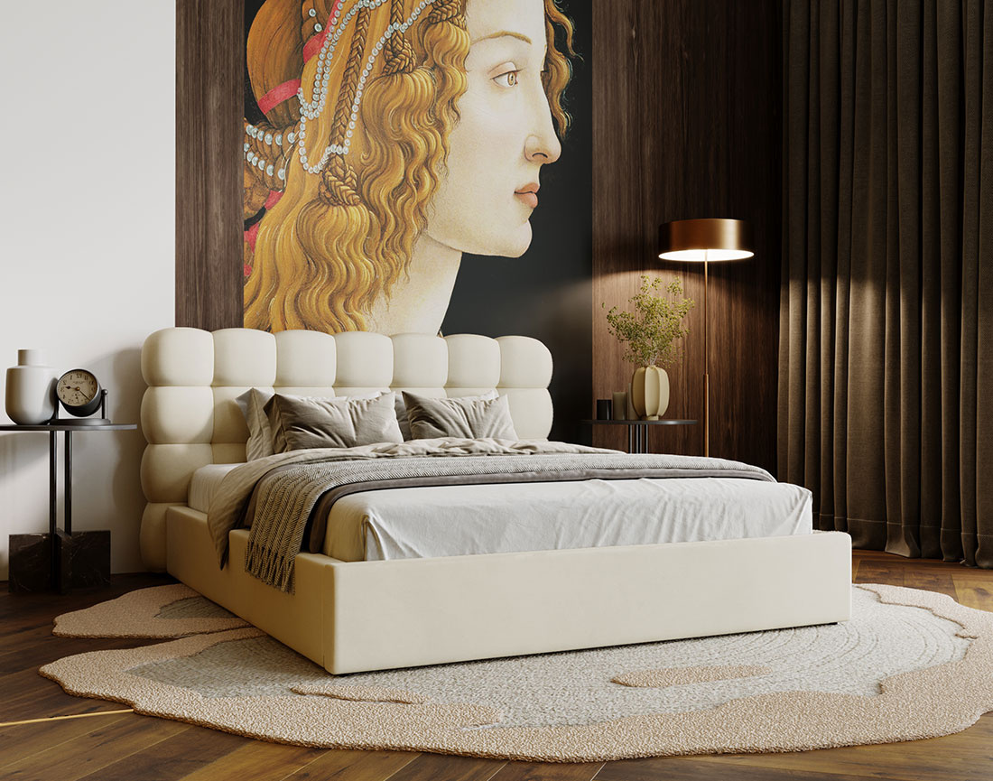 Lit coffre 140x200 cm sommier inclus en velours Lotus