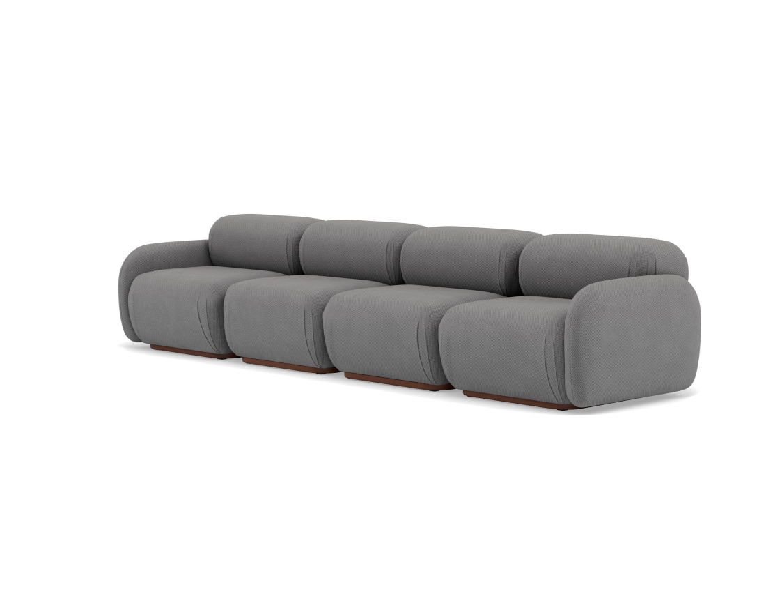 Canapé droit modulable 4 places en velours texturé Penelope Canapé droit modulable 4 places en velours texturé Penelope