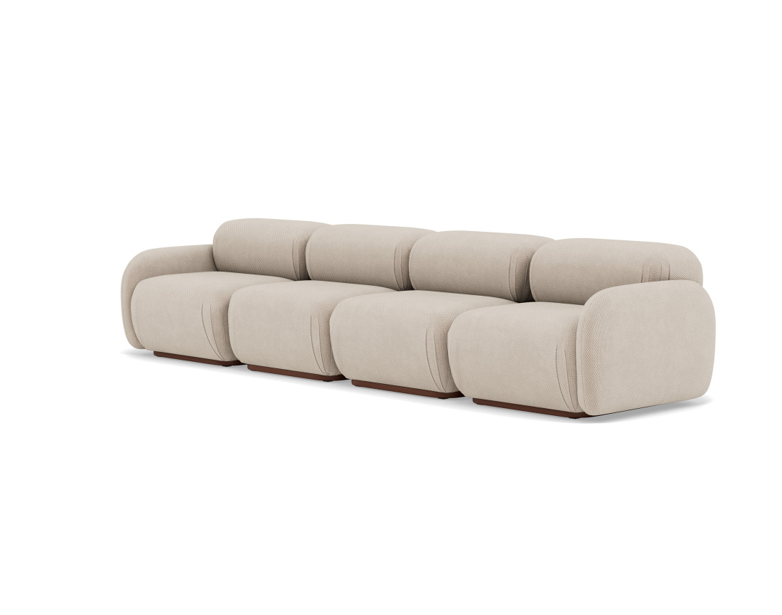 Canapé droit modulable 4 places en velours texturé Penelope