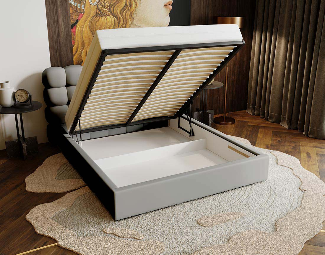 Lit coffre 160x200 cm sommier inclus en velours Lotus