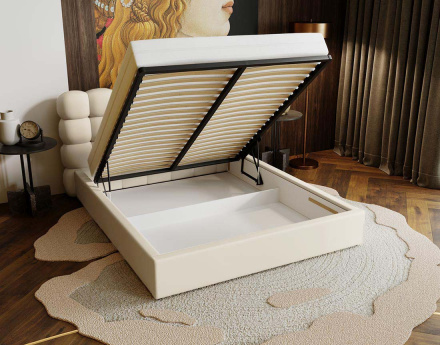 Lit coffre 160x200 cm sommier inclus en velours Lotus