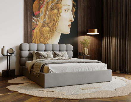 Lit coffre 180x200 cm sommier inclus en velours Lotus