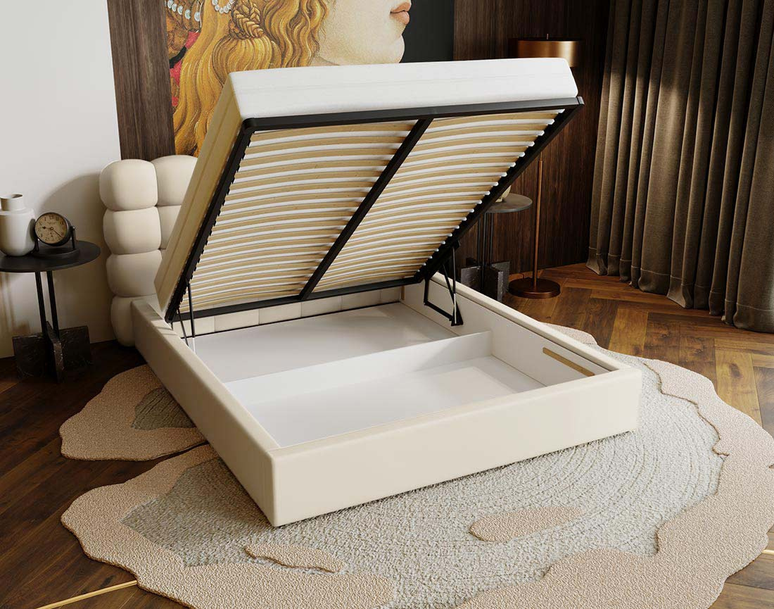 Lit coffre 180x200 cm sommier inclus en velours Lotus