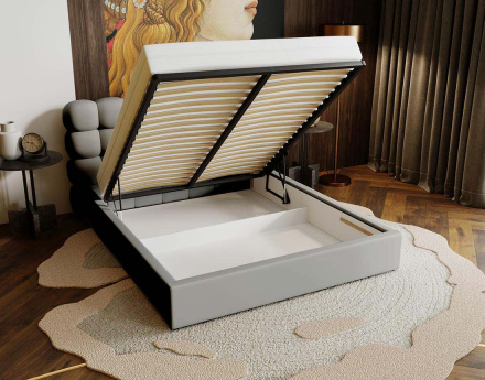 Lit coffre 180x200 cm sommier inclus en velours Lotus