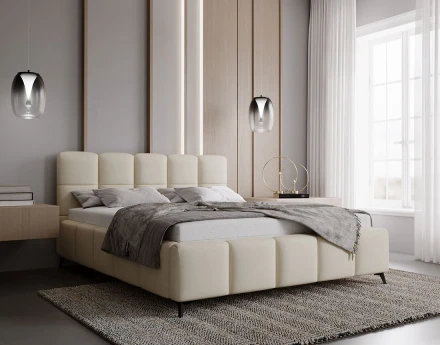 Lit coffre 160x200 cm sommier inclus en velours Paulito