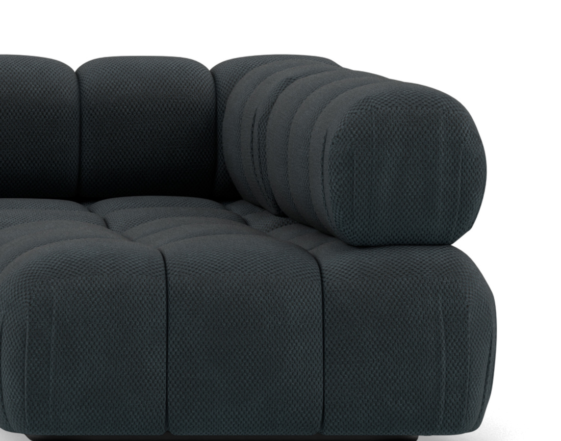 Canapé panoramique modulable d'angle droit 7 places en velours texturé Ruby Canapé panoramique modulable d'angle droit 7 places en velours texturé Ruby