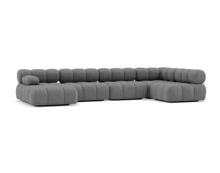 Canapé panoramique modulable d'angle droit 7 places en velours texturé Ruby