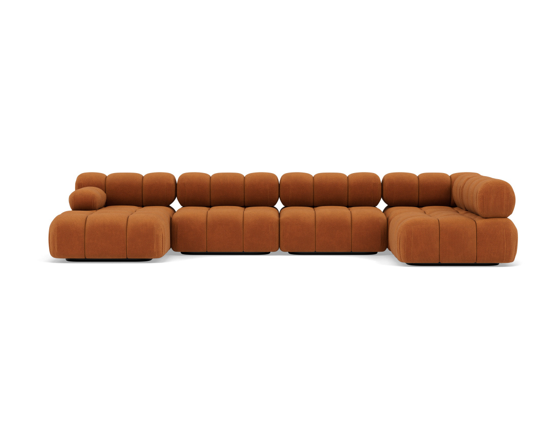 Canapé panoramique modulable d'angle droit 7 places en velours texturé Ruby