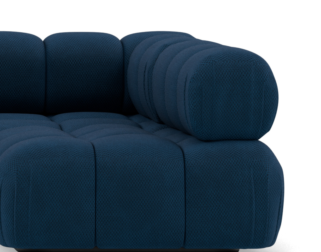 Canapé panoramique modulable d'angle droit 7 places en velours texturé Ruby