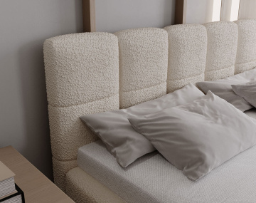 Lit coffre 160x200 cm sommier inclus en tissu bouclette Paulito