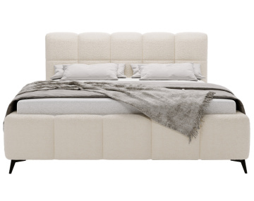 Lit coffre 160x200 cm sommier inclus en tissu bouclette Paulito