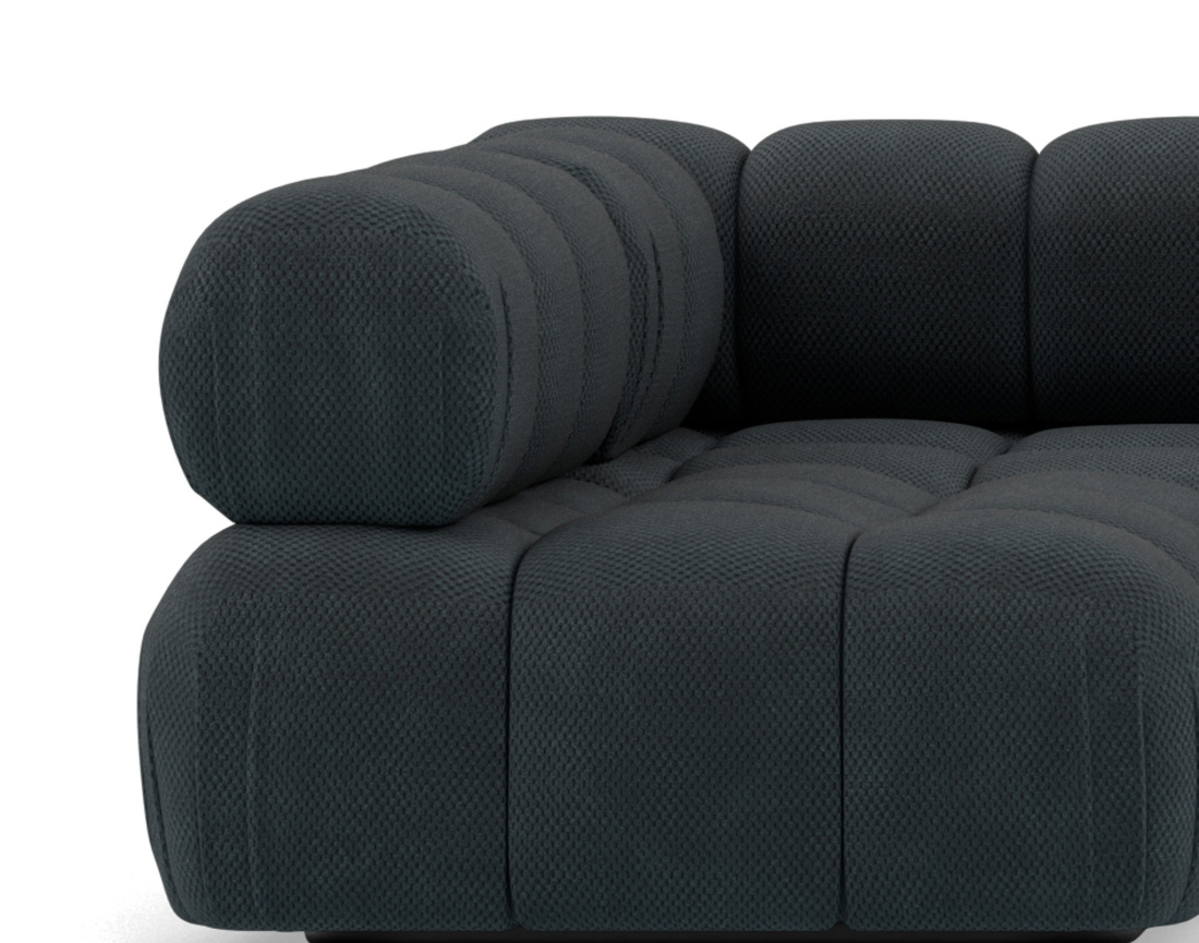 Canapé panoramique modulable d'angle gauche 7 places en velours texturé Ruby Canapé panoramique modulable d'angle gauche 7 places en velours texturé Ruby