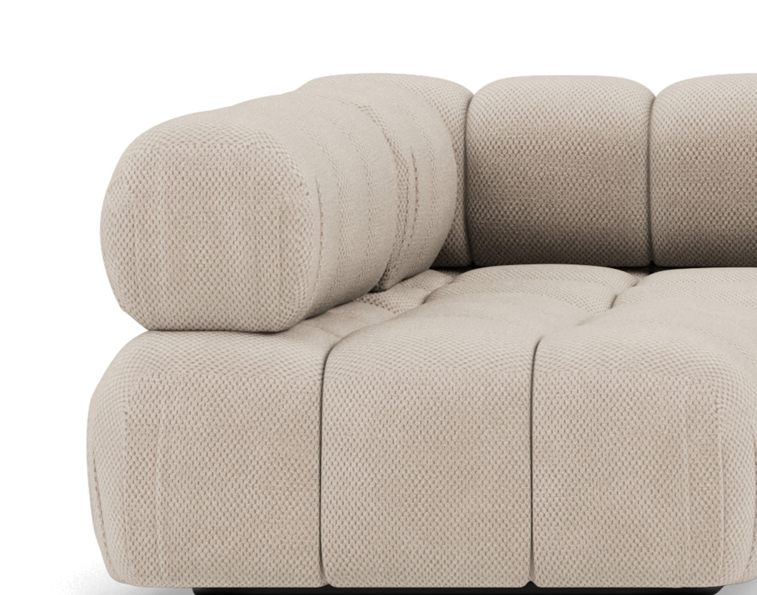 Canapé panoramique modulable d'angle gauche 7 places en velours texturé Ruby Canapé panoramique modulable d'angle gauche 7 places en velours texturé Ruby